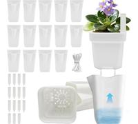NbgrvB Macetas transparentes de riego automático con drenaje, pequeñas macetas de plástico para propagación de plantas de interior, incluye mechas y etiquetas de identificación para un fácil cuidado