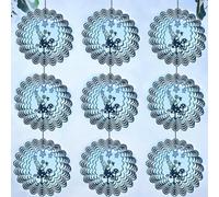 NbgrvB Molinillo de viento de acero inoxidable colgante para pájaros, reflectante para asustar a los pájaros fuera del patio, granja (plateado)