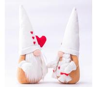 NbgrvB Muñeca de gnomo de peluche de San Valentín, diseño de corazón con temática de amor, para decoración navideña de tela suave no tejida, adorable figura de Papá Noel para el hogar, color blanco