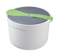 NbgrvB Olla arrocera y vaporera para microondas con colador para arroz, pasta y verduras, portátil y apta para lavavajillas, color verde