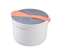 NbgrvB Olla de arroz para microondas con sistema de circulación de vapor, olla multifunción portátil para arroz, pasta, verduras y sopa, apta para lavavajillas, color blanco y gris para naranja