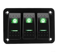 NbgrvB Panel de interruptores impermeable de grado marino de 2 a 8 posiciones, indicador LED verde, aluminio ABS para barco, RV, coche, autobús (3 personas)