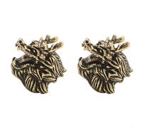 NbgrvB Paquete de 2 manijas de puerta con cabeza de dragón de latón macizo de 1.38 x 1.4 pulgadas, tiradores de cajón vintage para armario, decoración de muebles, color dorado antiguo (B)