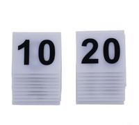 NbgrvB Para placas de números de mesa acrílicas en forma de V 1-40, fondo blanco con dígitos negros atrevidos, soporte ligero para servicio de comedor (blanco)