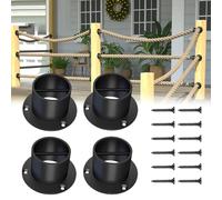 NbgrvB Placa base de poste de acero inoxidable para columnas redondas, para material resistente 304 de 50 mm de diámetro interior, kit de soporte de barandilla de valla al aire libre, 4 piezas