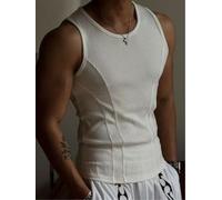 NbgrvB Poliéster Hombres Sin Mangas Tank Top Regular Fit Moda (Blanco L)
