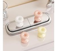 NbgrvB Pulsador de botón de descarga de inodoro en forma de dona, prensa | Uñas para evitar daños en la manicura, tacto higiénico, ayuda de descarga estándar, inodoros de empuje superior, color rosa