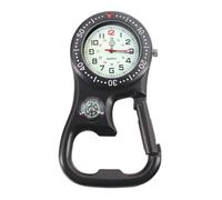 NbgrvB Reloj de escalada multifuncional con gancho de mosquetón, manecillas luminosas y brújula para camping, senderismo, actividades al aire libre, 8,2 x 4,6 x 1,3 cm, negro y negro