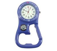 NbgrvB Reloj de escalada multifuncional con gancho de mosquetón, manecillas luminosas y brújula para camping, senderismo, actividades al aire libre, 8,2 x 4,6 x 1,3 cm, negro y azul