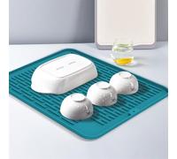NbgrvB Tapete de silicona para secar platos, antideslizante, grueso, resistente al calor, para refrigerador, secado rápido, fácil almacenamiento, 40 x 30 cm, color rosa