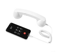 NbgrvB Teléfono clásico tipo C receptor con cable, estilo de línea fija, audio transparente, reducción de ruido, escritorio, uso azul, 22,7 cm (blanco)