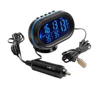 NbgrvB Termómetro digital automático y reloj voltímetro, medidor de tablero ABS resistente al desgaste con sobretensión, acabado negro