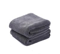 NbgrvB Toallas de limpieza gruesas y absorbentes para coche, 30 x 40 cm, tela tejida para vehículo y uso, paquete de 2 toallas de microfibra gris con dos rayas de 30 x 40 cm, 600/O