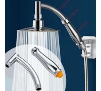 NbgrvB Tubo de extensión de cabezal de ducha para ducha de lluvia de mano, brazo de ducha en ángulo con altura ajustable para conexión G1/2 pulgadas, plástico ABS cromado