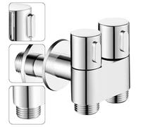 NbgrvB Válvula angular para cabezal de ducha, inodoro y lavabo, válvula de control de agua de latón de entrada única y doble salida con controles separados conexión G1/2