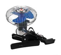 NbgrvB Ventilador de refrigeración para vehículo con cable de alimentación extendido, cubierta de malla de metal, ventilador eléctrico para automóvil con 2 ajustes de velocidad, cabezal giratorio