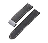 NBHDWF RHAIYAN Correa de cuero con ajuste de goma hecha a mano Correa de cuero vintage marrón negro de 22 mm con cierre magnético de liberación rápida (Color : Brack silver buckle, Size : 22mm)