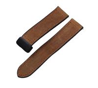 NBHDWF RHAIYAN Correa de cuero con ajuste de goma hecha a mano Correa de cuero vintage marrón negro de 22 mm con cierre magnético de liberación rápida (Color : Brack Brack buckle, Size : 22mm)