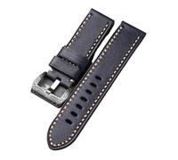 NBHDWF RHAIYAN Correa de piel de vaca con capa de cabeza, 22, 24, 26MM, pulsera cosida a mano doblada en azul marino adecuada (Color : Carving buckle, Size : 26mm)