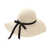 NBHDWF Sombreros de Paja para Mujer Simple Foldable Wide Brim Floppy Girls Straw Hat Sun Hat Beach Women Summer Hat UV Protect Travel Cap Lady Cap Female (Color : Beige, Size : 55-58cm)