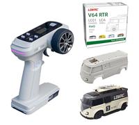 NBJIALIN Mini Autos RC LDARC in Scala 1:64-2,4 GHz Ideale per Auto Sportive da Corsa, Modello di Auto telecomandata con luci RGB. Dotata di carrozzeria intercambiabile FAI da te. (Bianco grigiastro)