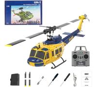 NBJIALIN RC ERA C032 UH-1 Helicóptero Huey - Helicópteros de control remoto para adultos, 1/48 Sacle 2.4G 6CH Gyro estabilizado avión con retención de altitud y flujo óptico, drone 3D Stunt (amarillo)