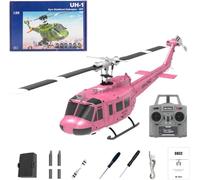 NBJIALIN RC ERA C032 UH-1 Huey - Helicóptero teledirigido para adultos, 1/48 Sacle 2.4G 6CH Gyro Stabilized Aircraft with Altitude Hold & Optical Flow, 3D Stunt Drone (Rosa)