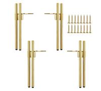 NBKJDSXL 4 patas de metal dorado para muebles, patas de armario, patas de cajonera, patas de sofá, para mesa de café, mueble de TV, base de cama, con tornillos + base silenciosa antideslizante