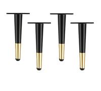 NBKJDSXL 4 patas de metal para muebles inclinadas/verticales para muebles de madera de listones, patas de muebles vintage, (10 cm, negro e oro)