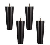 NBKJDSXL Paquete de 4 patas de madera para muebles, patas de mesa de madera maciza negra, patas de muebles, placas de montaje y tornillos para armario, sofá, cama, otomana (8 cm)