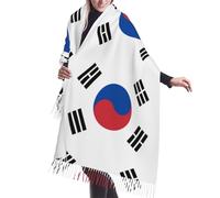 NBMghn Elegante chal con flecos, bufanda larga de cachemira con estampado de bandera de Trinidad y Tobago para mujer, perfecto para otoño e invierno, suave y cálido, Bandera de la República de Corea
