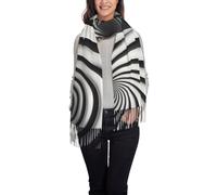 NBMghn Hermosa bufanda con borlas con estampado de fénix para mujer, chal con flecos para otoño e invierno, ligero y suave, perfecto para viajes casuales, Gif de ilusión óptica en espiral, Talla única