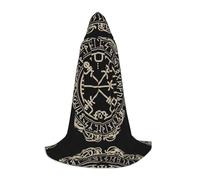 NBMghn L Capa con capucha de Halloween, unisex, para adultos, diseño mágico de runas nórdicas, brújula, capa de disfraz perfecta para cosplay, fiesta, carnaval