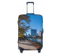 NBRIEU Austin Texas Print - Funda elástica para maleta, moderna, lavable, se adapta a equipaje de 18 a 32 pulgadas, Negro, Medium