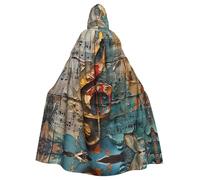 NBRIEU Bata unisex con capucha y estampado de notas musicales de longitud completa, disfraz de carnaval, cosplay