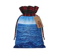NBRIEU Blue Ocean Sea Print - Bolsa de regalo reutilizable, para fiestas de Navidad, bodas