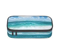 NBRIEU Blue Sky Tropical Seascape Print Estuche de gran capacidad, organizador de papelería con múltiples compartimentos, Negro, One Size, Estampado