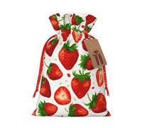 NBRIEU Bolsa de regalo con estampado de fresa, trae un cordón, bolsa de regalo reutilizable para fiestas de vacaciones y bodas