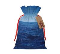 NBRIEU Bolsa de regalo con estampado de mar azul océano, trae un cordón, bolsa de regalo reutilizable para fiestas, bodas