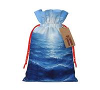 NBRIEU Bolsa de regalo con estampado de mar azul océano, trae un cordón, bolsa de regalo reutilizable para fiestas, bodas