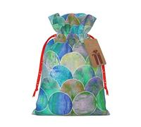 NBRIEU Bolsa de regalo con estampado de olas oceánicas de escamas de peces, trae un cordón, bolsa de regalo reutilizable para fiestas de vacaciones y bodas