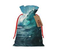 NBRIEU Bolsa de regalo con estampado de olas verdes oceánicas, trae un cordón, bolsa de regalo reutilizable para fiestas, bodas