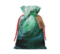 NBRIEU Bolsa de regalo con estampado de olas verdes oceánicas, trae un cordón, bolsa de regalo reutilizable para fiestas, bodas