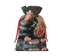 NBRIEU Bolsa de regalo con estampado de piedras y rosas de spa, trae un cordón, bolsa de regalo reutilizable para fiestas de vacaciones y bodas