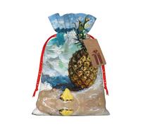 NBRIEU Bolsa de regalo con estampado de piña junto al mar, trae un cordón, bolsa de regalo reutilizable para fiestas de vacaciones y bodas