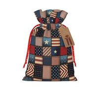 NBRIEU Bolsa de regalo con estampado de retazos de bandera estadounidense, trae un cordón, bolsa de regalo reutilizable para fiestas de vacaciones y bodas