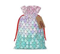 NBRIEU Bolsa de regalo con estampado de té de sirena, rosa pastel, morado, aguamarina, trae un cordón, bolsa de regalo reutilizable para fiestas, bodas