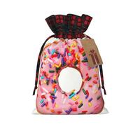 NBRIEU Bolsa de regalo reutilizable con estampado de donas de fresa, para fiestas de Navidad, bodas