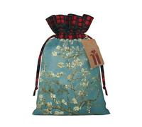 NBRIEU Bolsa de regalo reutilizable con estampado de flor de almendro, para fiestas de Navidad, bodas