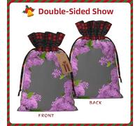 NBRIEU Bolsa de regalo reutilizable con estampado de flores lilas en flores, para fiestas de Navidad, bodas, etc